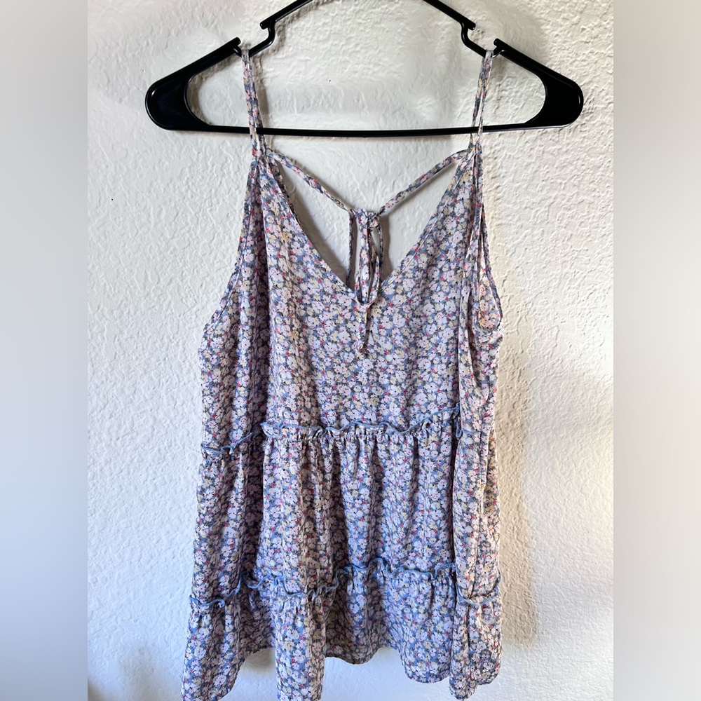 Floral Sleeveless Tiered Top (M)